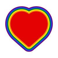six formes de coeur aux couleurs de l'arc-en-ciel lgbt. icône de vecteur. vecteur