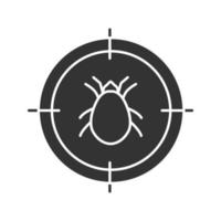 icône de glyphe de cible d'acariens. répulsif contre les insectes parasites. symbole de silhouette. espace négatif. illustration vectorielle isolée vecteur