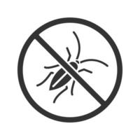 arrêter l'icône de glyphe de signe de cafards. répulsif contre les cafards. antiparasitaire. symbole de la silhouette. espace négatif. illustration vectorielle isolée vecteur