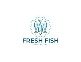 modèle de conception de logo de fruits de mer de thon frais vecteur