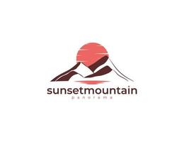 panorama coucher de soleil montagne et colline aventure logo illustration vecteur