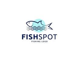 logo de poisson de pêche simple moderne ou conception d'emblème de fruits de mer vecteur