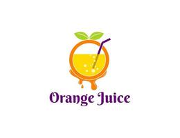 jus d'orange frais ou illustration de logo de boisson vecteur