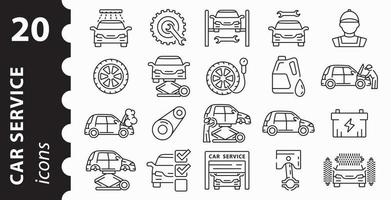 jeu d'icônes de réparation automatique. concept de service de voiture. symboles vectoriels linéaires. vecteur