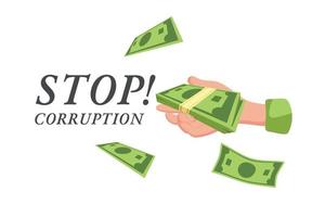 arrêter la corruption. une affiche ou une publication sur Internet. illustration de dessin animé de vecteur