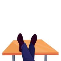 le patron sur le lieu de travail au bureau à la première personne a posé ses pieds sur la table. illustration vectorielle en style cartoon vecteur