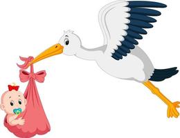 cigogne avec bébé dessin animé vecteur