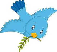 dessin animé mignon oiseau bleu vecteur