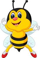 dessin animé mignon abeille volant d'illustration vecteur