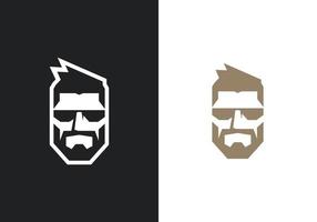 création de logo de visage d'homme avec des lunettes vecteur
