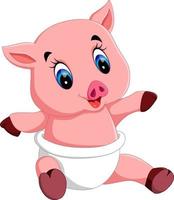 illustration de dessin animé mignon bébé cochon vecteur