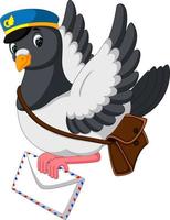 dessin animé drôle pigeon oiseau livrant une lettre vecteur