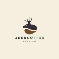 tête de cerf café grains de café logo design vecteur icône illustration