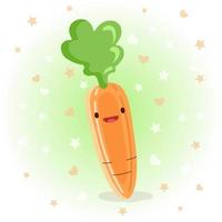 illustration d'icône de vecteur de carotte mignon. logo de dessin animé d'autocollant. concept d'icône de nourriture. style de dessin animé plat adapté à la page de destination web, à la bannière, à l'autocollant, à l'arrière-plan. carotte kawaii.