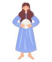 femme tenant une boule de cristal. notion d'astrologie. illustration vectorielle de couleur plate isolée sur fond blanc. vecteur