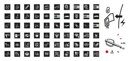 informations sur les panneaux liés à la voiture 60 grands ensembles d'icônes. icônes de véhicules intelligents modernes. panneaux d'avertissement de voiture. logo original linéaire. icône de signe de style de contour simple. illustration vectorielle. eps 10 vecteur