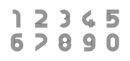logo moderne linéaire de chiffres. tous les nombres sous forme de bande de ligne. caractère de numéro d'alphabet et conception abstraite linéaire de nombre. logo, identité d'entreprise, application, affiche créative et plus encore. vecteur