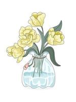 collection d'illustrations vectorielles de vase à fleurs conçue dans un style doodle sur fond blanc pour la carte, l'impression numérique, la conception de t-shirts, le sac, le motif de vêtements, l'artisanat, etc. vecteur