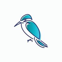 concept de design de logo oiseau perché bleu simple et moderne vecteur