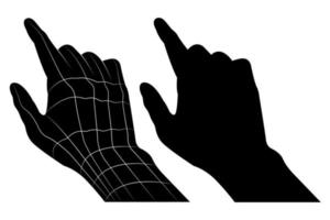 silhouette de la main en appuyant avec le doigt fond blanc isolé vecteur
