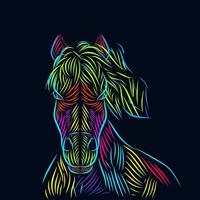 le cheval animal ligne pop art portrait coloré création de logo vecteur