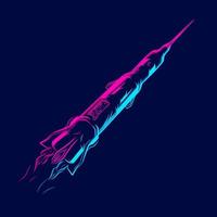 fusée la galaxie vaisseau spatial ligne pop art portrait logo design coloré avec un fond sombre. illustration vectorielle abstraite. vecteur