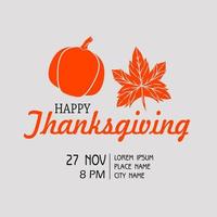 illustration de fond joyeux thanksgiving. affiche de typographie dessinée à la main. texte, icône ou badge de célébration. fond d'écran vectoriel. vecteur