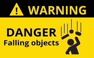 chute d'objets, panneau d'avertissement, sécurité d'abord, concept de construction, illustration vectorielle. vecteur