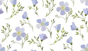 fleurs bleues. motif floral sans couture avec du lin. vecteur