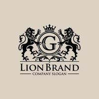 inspiration de conception de logo roi lion royal doré de luxe vecteur