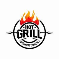 modèle de vecteur de conception de logo grill chaud