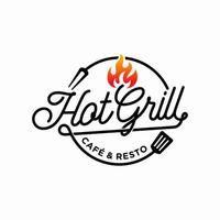 modèle de vecteur de conception de logo grill chaud