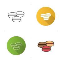 icône de macarons. design plat, styles linéaires et de couleur. illustrations vectorielles isolées vecteur