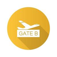 icône de glyphe d'ombre portée de conception plate de porte d'aéroport. zone d'attente des vols. illustration vectorielle silhouette vecteur