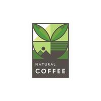 logo de modèle d'étiquette de café mignon dans un style plat de couleur marron pour le logo de produit de café biologique naturel