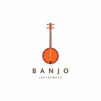 modèle de conception d'icône de logo d'instrument de musique de guitare banjo vecteur plat