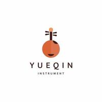 yueqin instruments de musique traditionnels chinois logo icône modèle de conception vecteur plat