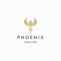 phoenix oiseau logo icône modèle de conception vecteur plat