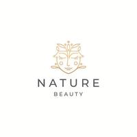 beauté naturelle femme logo icône modèle de conception vecteur plat