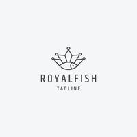 poisson royal avec illustration vectorielle de modèle de conception de logo de style de ligne vecteur