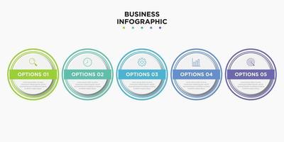 modèle d'infographie d'entreprise de présentation avec 5 options. illustration vectorielle. vecteur