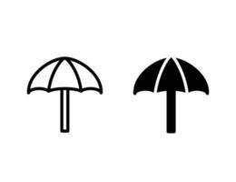 icônes de parapluie. icône de contour et icône solide vecteur