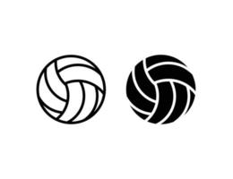 icônes de volley-ball. icône de contour et icône solide vecteur