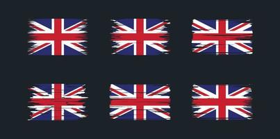 collection de pinceaux de drapeau du royaume-uni. drapeau national vecteur