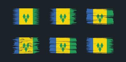 collection de brosses drapeau saint vincent et les grenadines. drapeau national vecteur