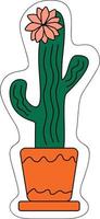 autocollant de cactus en pot illustration vectorielle à la mode plate vecteur