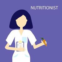 illustration vectorielle d'une femme médecin nutritionniste, illustration en couleur très péri. vecteur