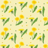 motif floral sans soudure fond jaune avec des pissenlits vecteur