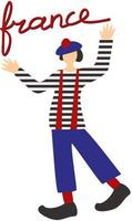 illustration vectorielle isolée du mime français. vecteur