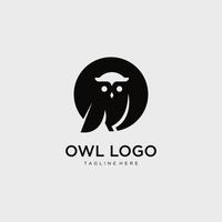 élégant logo de perche d'oiseau hibou sage, icône, modèle de conception de symbole. vecteur